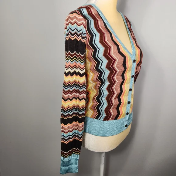 Missoni For Target Cardigan Zig Zag Size Med Teal Brown Soft fall autumn - Picture 4 of 12